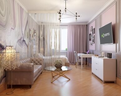 Фото № 3: Дизайн-проект спальни 18.0  м² Стиль Фьюжн для ЖК Московский