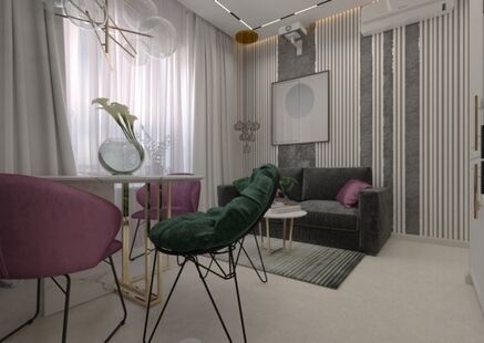 Фото № 6: Дизайн-проект квартиры-студии 23.4  м² Стиль Эклектика для ЖК Левел Амурская