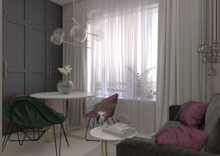 Фото № 3: Дизайн-проект квартиры-студии 23.4  м² Стиль Эклектика для ЖК Левел Амурская