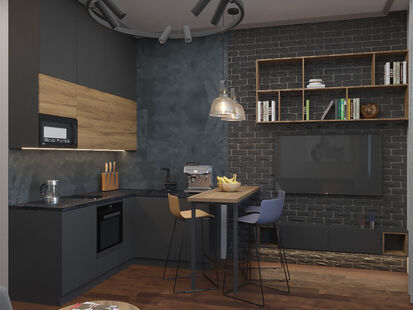 Фото № 3: Дизайн-проект квартиры-студии 28.5  м² Стиль Лофт для ЖК Сколковский