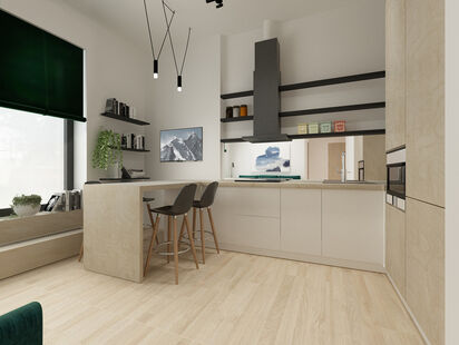 Фото № 1: Дизайн-проект двухкомнатной квартиры 35.87  м² Стиль Минимализм для ЖК Символ