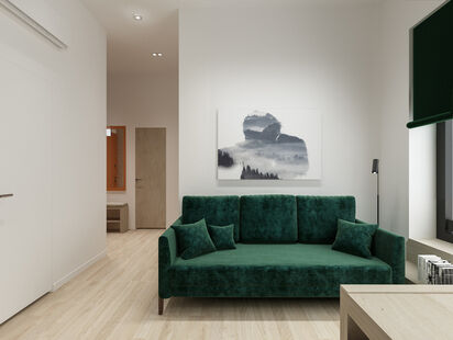 Фото № 5: Дизайн-проект двухкомнатной квартиры 35.87  м² Стиль Минимализм для ЖК Символ