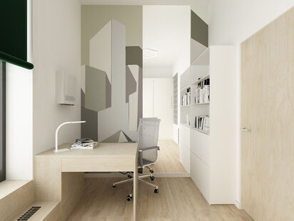 Фото № 2: Дизайн-проект двухкомнатной квартиры 35.87  м² Стиль Минимализм для ЖК Символ