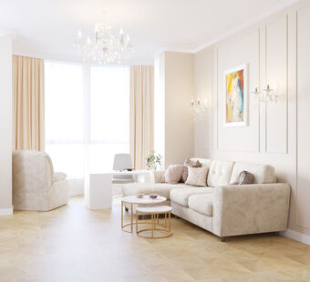 Фото № 1: Дизайн-проект однокомнатной квартиры 55.13  м² Стиль Современная классика для ЖК Московский