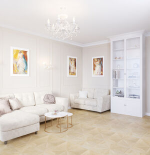 Фото № 2: Дизайн-проект однокомнатной квартиры 55.13  м² Стиль Современная классика для ЖК Московский