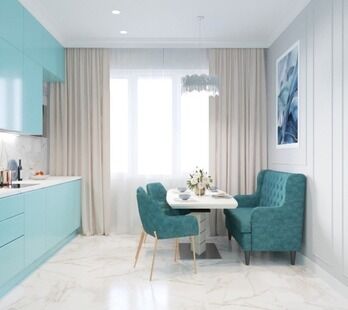 Фото № 3: Дизайн-проект однокомнатной квартиры 55.13  м² Стиль Современная классика для ЖК Московский