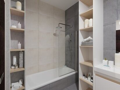 Фото № 2: Дизайн-проект совмещенного санузла 6.6  м² Стиль Модернизм для ЖК Дом на Карамышевской набережной