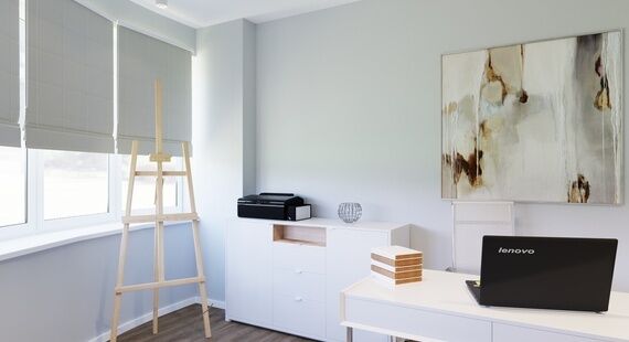 Кабинет: готовый дизайн проект в стиле "Современный". Площадь 17.84 м² - фото №3