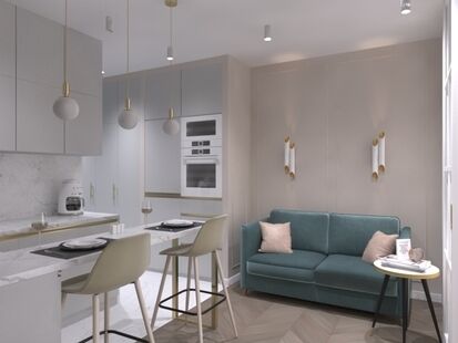 Фото № 1: Дизайн-проект квартиры-студии 27.85  м² Стиль Модернизм для ЖК Белые Ночи