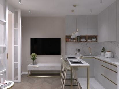 Фото № 6: Дизайн-проект квартиры-студии 27.85  м² Стиль Модернизм для ЖК Белые Ночи