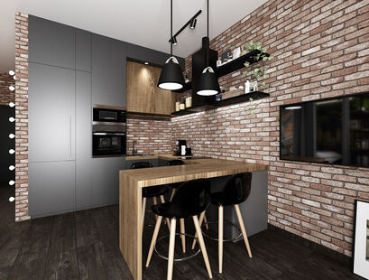 Фото № 4: Дизайн-проект однокомнатной квартиры 53.98  м² Стиль Лофт для ЖК Геометрия