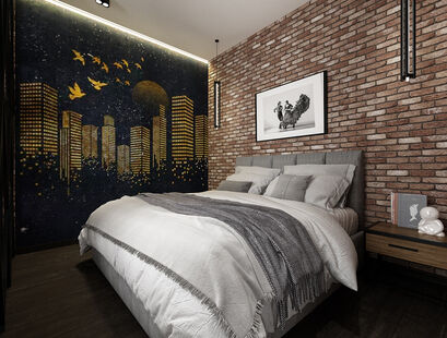 Фото № 6: Дизайн-проект однокомнатной квартиры 53.98  м² Стиль Лофт для ЖК Геометрия