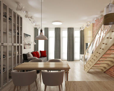 Фото № 3: Дизайн-проект квартиры-студии 56.6  м² Стиль Лофт для ЖК Московский