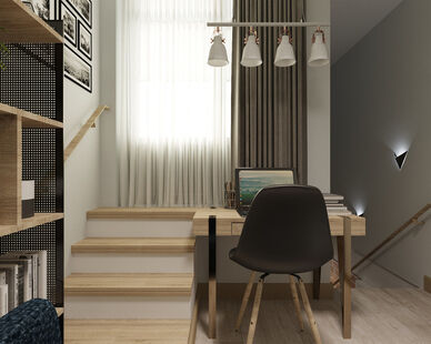 Фото № 4: Дизайн-проект квартиры-студии 56.6  м² Стиль Лофт для ЖК Московский