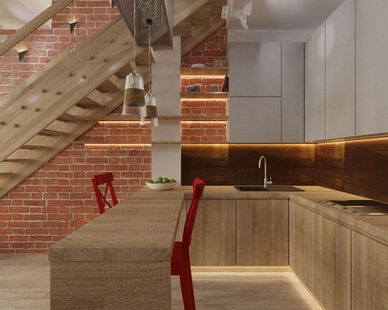 Фото № 5: Дизайн-проект квартиры-студии 56.6  м² Стиль Лофт для ЖК Московский