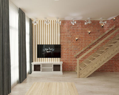 Фото № 6: Дизайн-проект квартиры-студии 56.6  м² Стиль Лофт для ЖК Московский