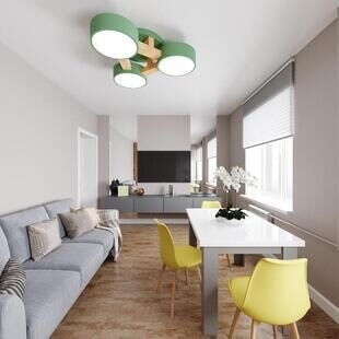 Фото № 1: Дизайн-проект двухкомнатной квартиры 58.92  м² Стиль Фьюжн для этажа частного дома