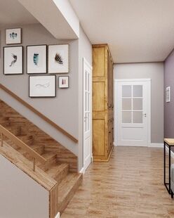 Фото № 4: Дизайн-проект двухкомнатной квартиры 58.92  м² Стиль Фьюжн для этажа частного дома