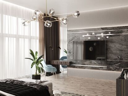 Фото № 2: Дизайн-проект пятикомнатной квартиры 190.52  м² Стиль Модернизм для двухэтажного дома