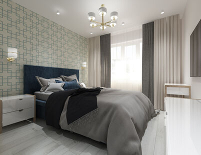 Фото № 6: Дизайн-проект однокомнатной квартиры 46.54  м² Стиль Модернизм для ЖК Татьянин Парк