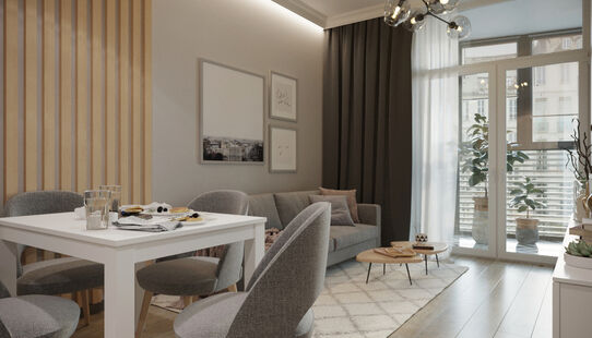 Фото № 2: Дизайн-проект двухкомнатной квартиры 49.24  м² Стиль Современный для ЖК Отрада