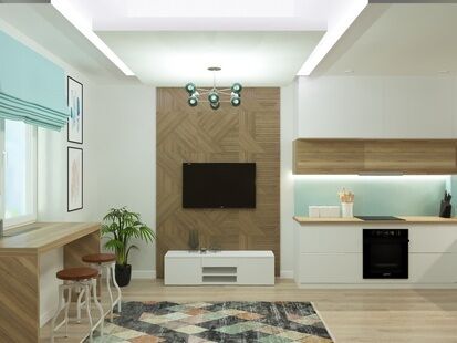 Фото № 5: Дизайн-проект четырехкомнатной квартиры 122.7  м² Стиль Модернизм для ЖК в г. Владивосток