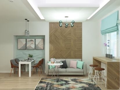 Фото № 6: Дизайн-проект четырехкомнатной квартиры 122.7  м² Стиль Модернизм для ЖК в г. Владивосток