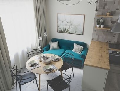 Фото № 3: Дизайн-проект двухкомнатной квартиры 58.14  м² Скандинавский стиль для ЖК Московский