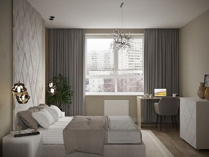 Фото № 5: Дизайн-проект трехкомнатной квартиры 74.78  м² Стиль Современная классика для ЖК Московский