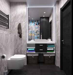 Фото № 3: Дизайн-проект однокомнатной квартиры 40.96  м² Стиль Лофт для ЖК Мир Митино