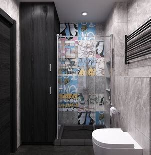 Фото № 6: Дизайн-проект однокомнатной квартиры 40.96  м² Стиль Лофт для ЖК Мир Митино