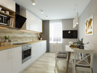 Фото № 1: Дизайн-проект двухкомнатной квартиры 69.91  м² Стиль Контемпорари для ЖК в г. Санкт-Петербург