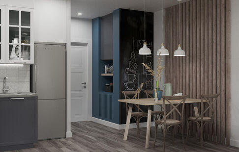 Фото № 6: Дизайн-проект однокомнатной квартиры 39.61  м² Стиль Эклектика для ЖК Лучи