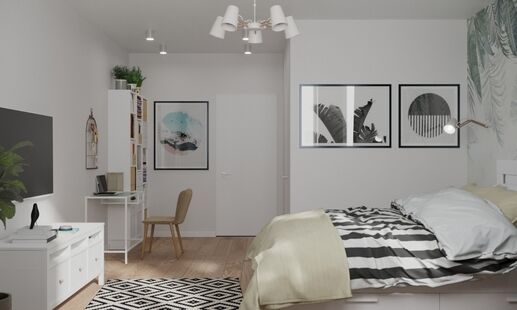 Фото № 5: Дизайн-проект однокомнатной квартиры 39.61  м² Стиль Эклектика для ЖК Лучи