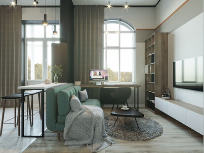 Фото № 3: Дизайн-проект однокомнатной квартиры 32.22  м² Стиль Современный для ЖК Митино О2