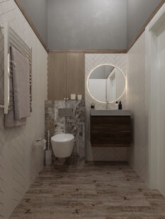 Фото № 6: Дизайн-проект однокомнатной квартиры 32.22  м² Стиль Современный для ЖК Митино О2