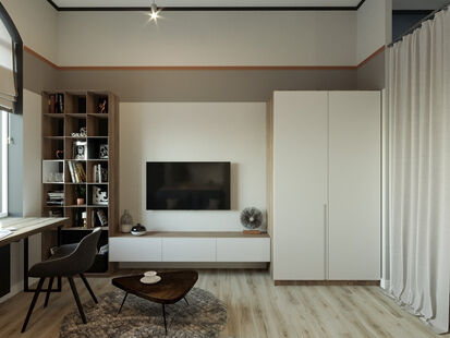 Фото № 1: Дизайн-проект однокомнатной квартиры 32.22  м² Стиль Современный для ЖК Митино О2