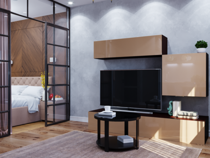 Фото № 3: Дизайн-проект двухкомнатной квартиры 38.48  м² Стиль Модернизм для ЖК Западное Кунцево