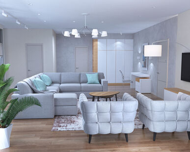 Фото № 2: Дизайн-проект четырехкомнатной квартиры 146.7  м² Стиль Американская классика для интерьера дома