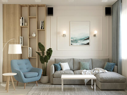 Фото № 1: Дизайн-проект двухкомнатной квартиры 36.34  м² Стиль Модернизм для ЖК Московский