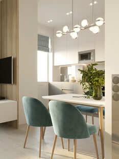 Фото № 2: Дизайн-проект двухкомнатной квартиры 36.34  м² Стиль Модернизм для ЖК Московский