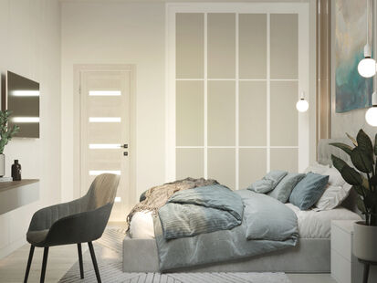 Фото № 4: Дизайн-проект двухкомнатной квартиры 36.34  м² Стиль Модернизм для ЖК Московский