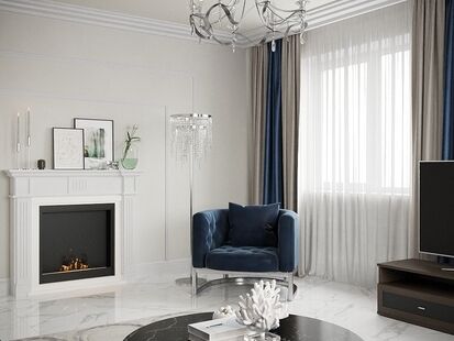 Фото № 1: Дизайн-проект трехкомнатной квартиры 86.0  м² Стиль Американская классика для ЖК Московский