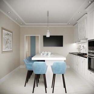 Фото № 4: Дизайн-проект трехкомнатной квартиры 86.0  м² Стиль Американская классика для ЖК Московский