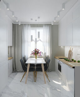 Фото № 1: Дизайн-проект трехкомнатной квартиры 47.1  м² Стиль Модернизм для ЖК Московский