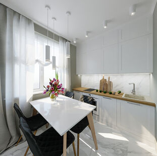 Фото № 5: Дизайн-проект трехкомнатной квартиры 47.1  м² Стиль Модернизм для ЖК Московский