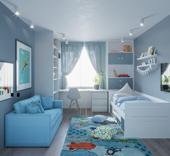 Фото № 2: Дизайн-проект трехкомнатной квартиры 47.1  м² Стиль Модернизм для ЖК Московский