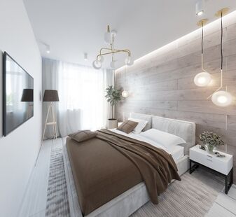 Фото № 3: Дизайн-проект трехкомнатной квартиры 47.1  м² Стиль Модернизм для ЖК Московский