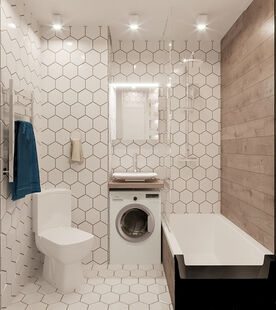 Фото № 6: Дизайн-проект трехкомнатной квартиры 47.1  м² Стиль Модернизм для ЖК Московский