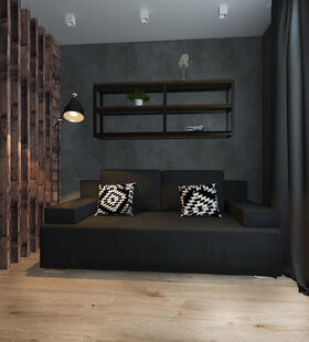 Фото № 3: Дизайн-проект однокомнатной квартиры 40.27  м² Стиль Лофт для ЖК Мир Митино